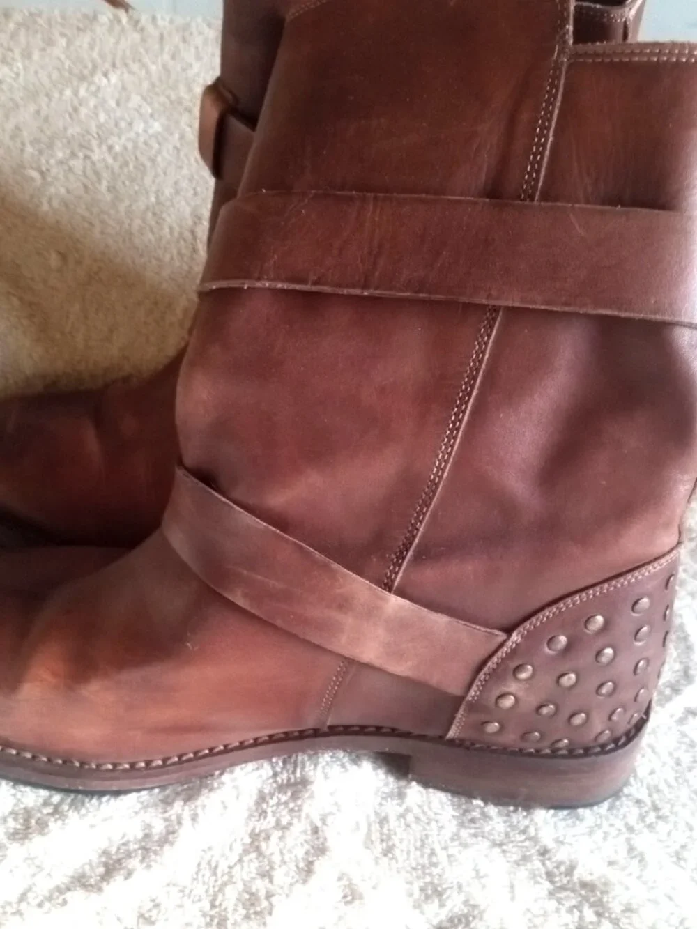 VINTAGE FOUNDRY Sherry Burnished Brown Leather Ankle Boots 6 1/2 6.5 M Shoes